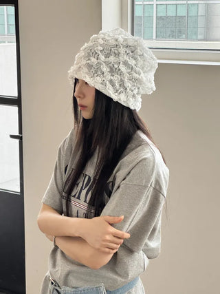 Net See-through Mesh Flower Lace Beanie Collection