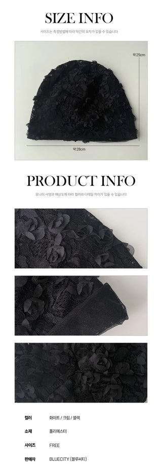 Net See-through Mesh Flower Lace Beanie Collection