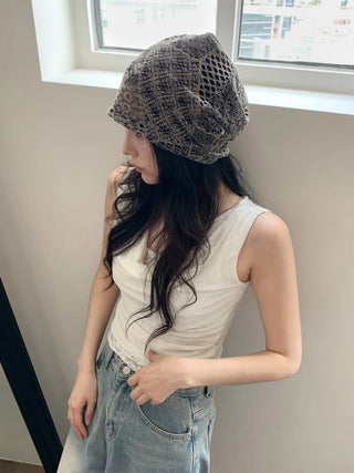 Net See-through Mesh Flower Lace Beanie Collection