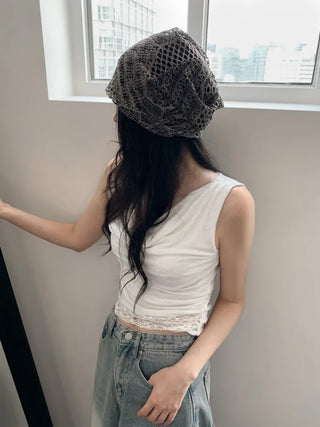 Net See-through Mesh Flower Lace Beanie Collection