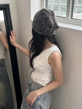 Net See-through Mesh Flower Lace Beanie Collection