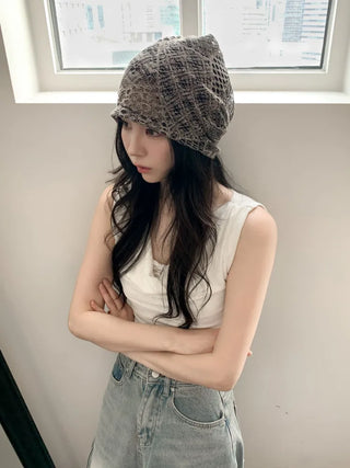 Net See-through Mesh Flower Lace Beanie Collection