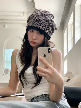 Net See-through Mesh Flower Lace Beanie Collection