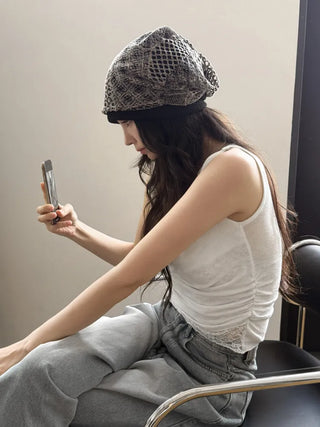 Net See-through Mesh Flower Lace Beanie Collection