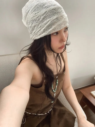 Net See-through Mesh Flower Lace Beanie Collection