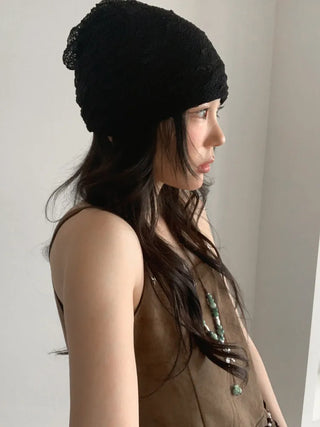 Net See-through Mesh Flower Lace Beanie Collection