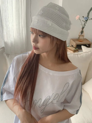 Net See-through Mesh Flower Lace Beanie Collection