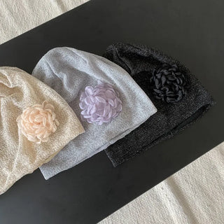 Net See-through Mesh Flower Lace Beanie Collection