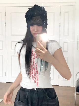 Net See-through Mesh Flower Lace Beanie Collection
