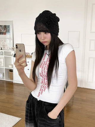 Net See-through Mesh Flower Lace Beanie Collection