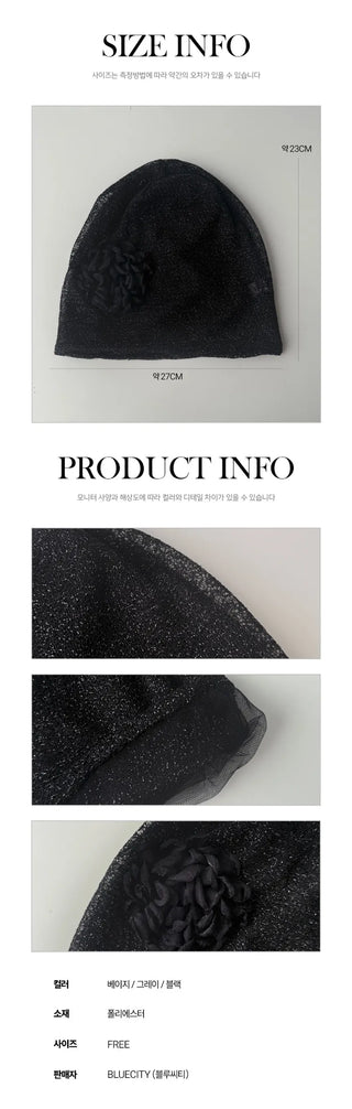 Net See-through Mesh Flower Lace Beanie Collection