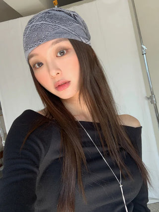 Net See-through Mesh Flower Lace Beanie Collection