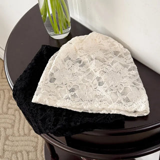 Net See-through Mesh Flower Lace Beanie Collection
