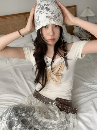 Net See-through Mesh Flower Lace Beanie Collection