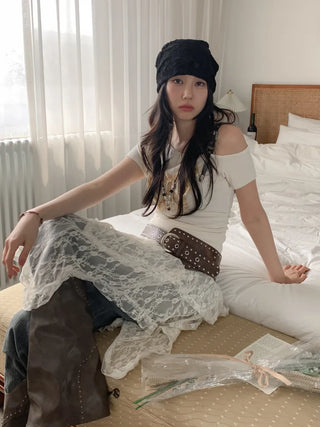 Net See-through Mesh Flower Lace Beanie Collection