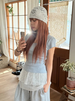 Net See-through Mesh Flower Lace Beanie Collection