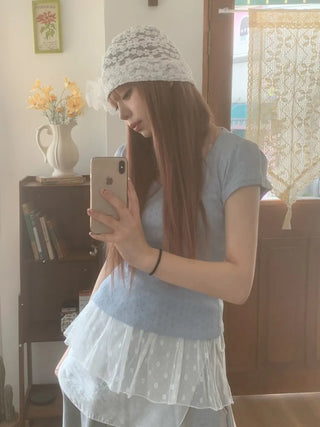 Net See-through Mesh Flower Lace Beanie Collection