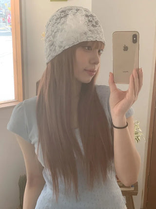 Net See-through Mesh Flower Lace Beanie Collection