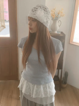 Net See-through Mesh Flower Lace Beanie Collection