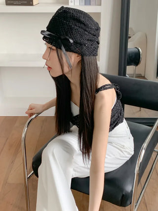 Net See-through Mesh Flower Lace Beanie Collection