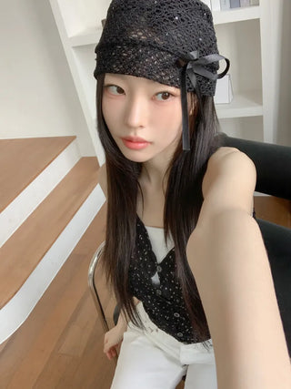Net See-through Mesh Flower Lace Beanie Collection