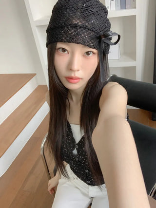 Net See-through Mesh Flower Lace Beanie Collection
