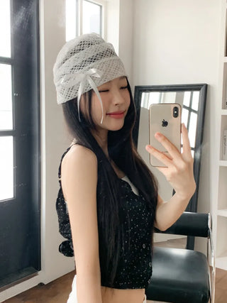 Net See-through Mesh Flower Lace Beanie Collection