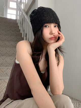 Net See-through Mesh Flower Lace Beanie Collection