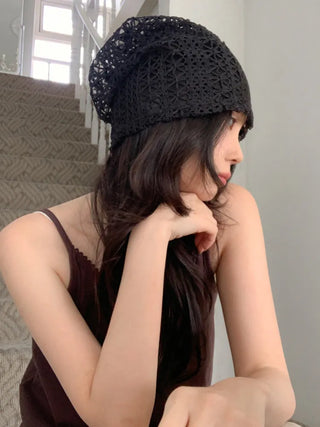 Net See-through Mesh Flower Lace Beanie Collection