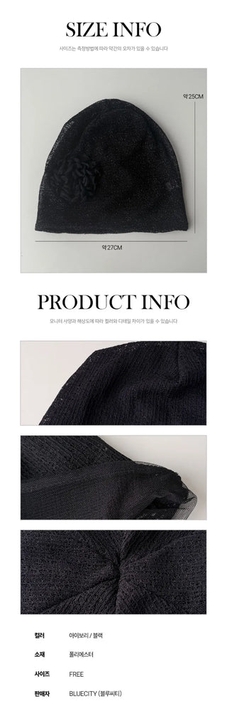 Net See-through Mesh Flower Lace Beanie Collection