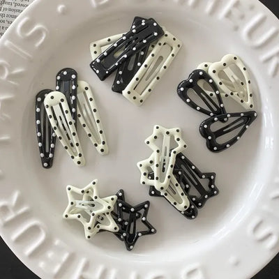 Dot Two-Color Hair Clip Snap Set 5 Types