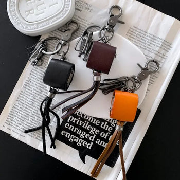 Dice Save Leather Keychain Keyring