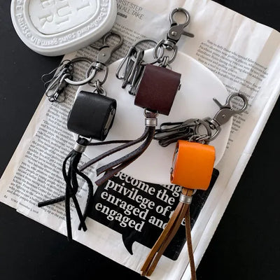 Dice Save Leather Keychain Keyring