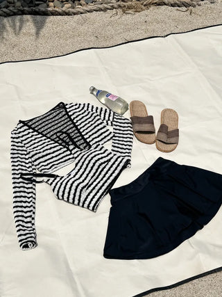 Split Stripe Skirt Set Bikini Swimsuit