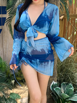 Permit Tie-Dye Cardigan Skirt Set Bikini Swimsuit