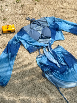Permit Tie-Dye Cardigan Skirt Set Bikini Swimsuit