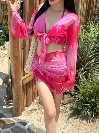 Permit Tie-Dye Cardigan Skirt Set Bikini Swimsuit