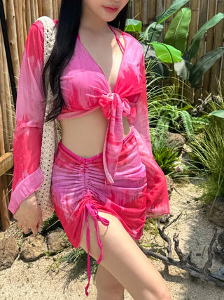 Permit Tie-Dye Cardigan Skirt Set Bikini Swimsuit