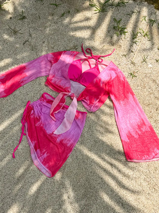 Permit Tie-Dye Cardigan Skirt Set Bikini Swimsuit