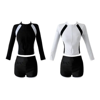 God Line UV Protection Long Sleeve Zip-Up Rash Guard Swimsuit