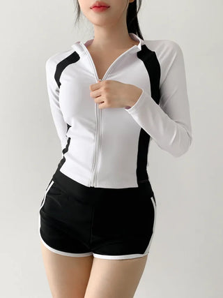 God Line UV Protection Long Sleeve Zip-Up Rash Guard Swimsuit