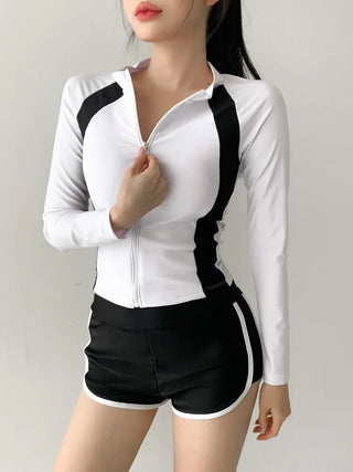 God Line UV Protection Long Sleeve Zip-Up Rash Guard Swimsuit
