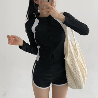 God Line UV Protection Long Sleeve Zip-Up Rash Guard Swimsuit