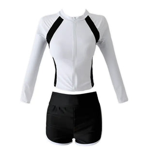 God Line UV Protection Long Sleeve Zip-Up Rash Guard Swimsuit