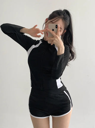 God Line UV Protection Long Sleeve Zip-Up Rash Guard Swimsuit