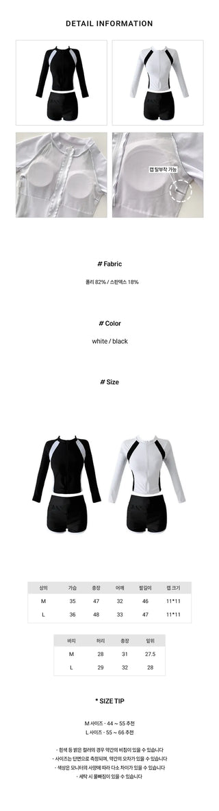 God Line UV Protection Long Sleeve Zip-Up Rash Guard Swimsuit