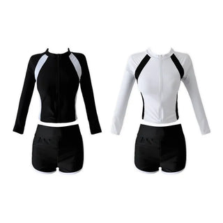 God Line UV Protection Long Sleeve Zip-Up Rash Guard Swimsuit