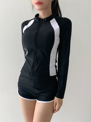 God Line UV Protection Long Sleeve Zip-Up Rash Guard Swimsuit