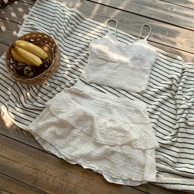 Frill Ruffle Lace Sleeveless Skirt Piece Swimsuit