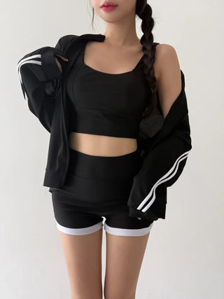 Backless Piece High-Waisted Zip-Up Rash Guard Swimsuit